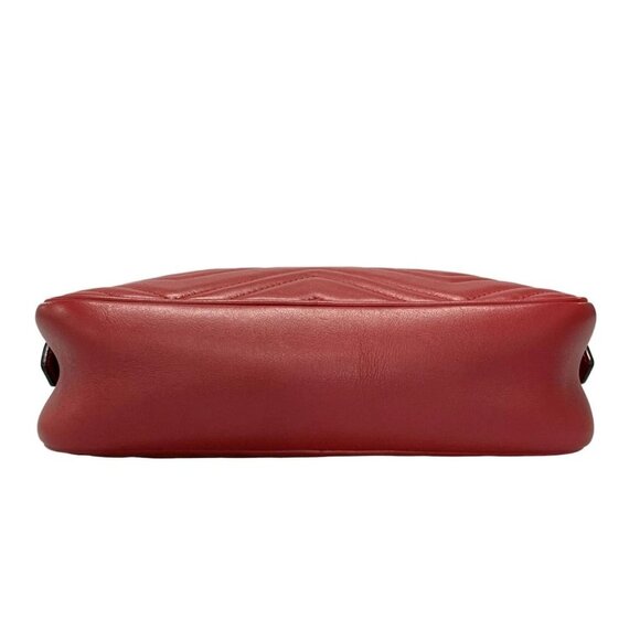 Auth GUCCI GG Marmont Quilting Small Shoulder Bag Red Leather - - Picture 5 of 14